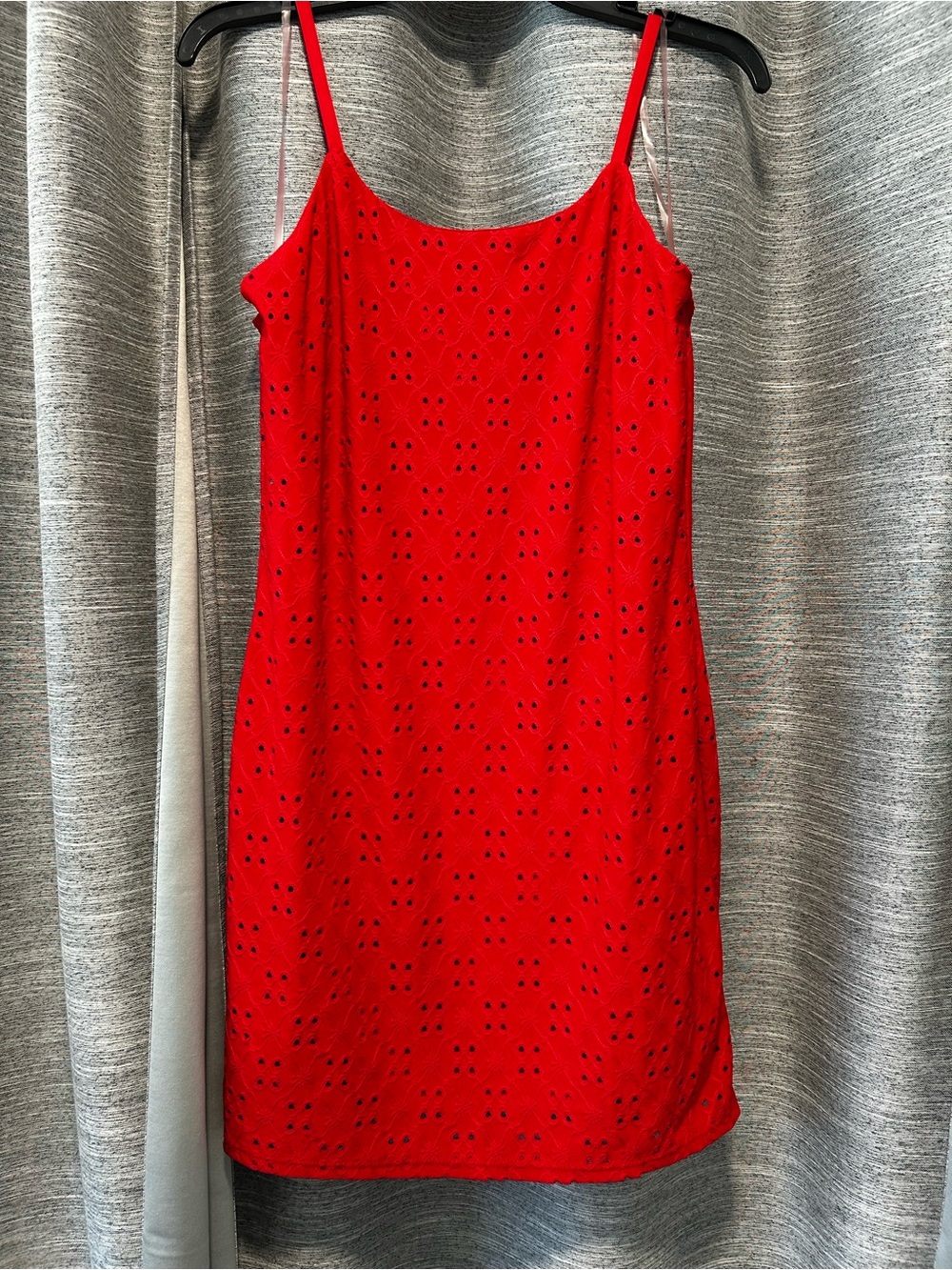 No Boundaries Red Eyelet Mini Slip Dress